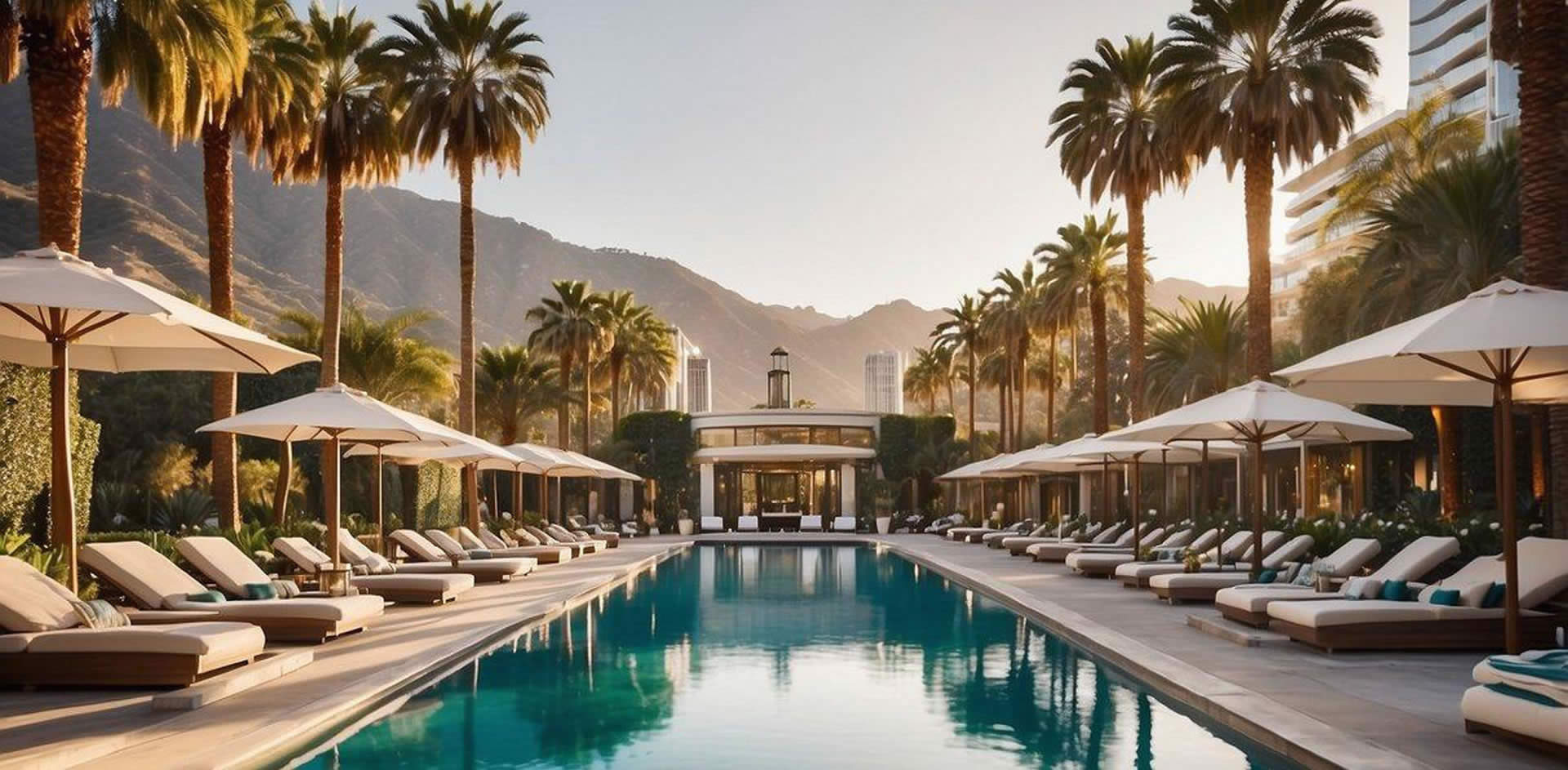 The luxurious resort hotel in Los Angeles boasts top amenities and services, including a lavish spa, infinity pool, gourmet restaurants, and personalized concierge assistance