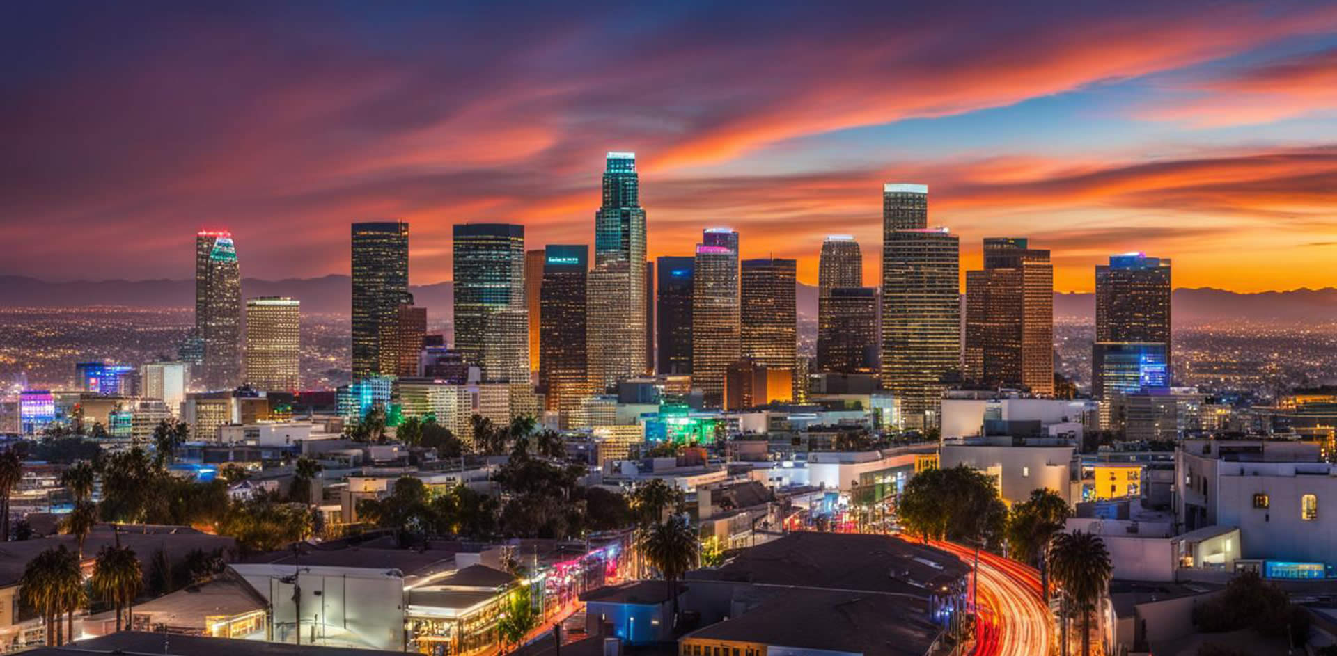 los angeles skyline boats